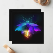 Neon Firefly auf schwarz Mitteilungskarte (Vorderseite/Rückseite Beispiel)