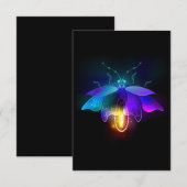 Neon Firefly auf schwarz Mitteilungskarte (Vorne/Hinten)
