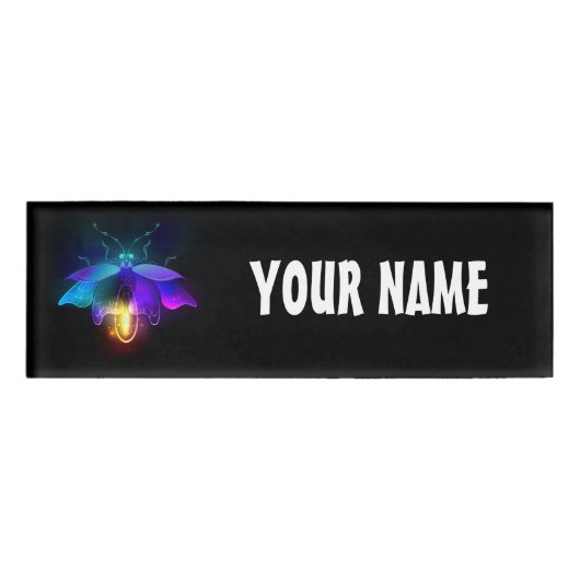 Neon Firefly auf schwarz Namenschild (Vorderseite)