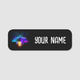 Neon Firefly auf schwarz Namensschild