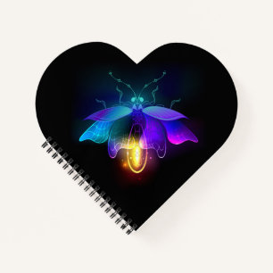 Neon Firefly auf schwarz Notizblock