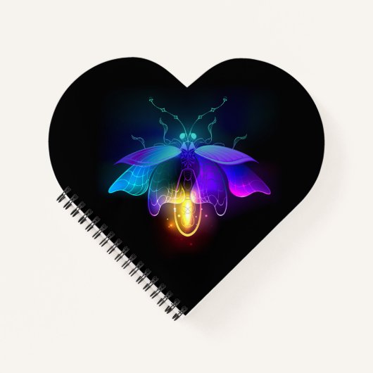 Neon Firefly auf schwarz Notizblock (Vorderseite)
