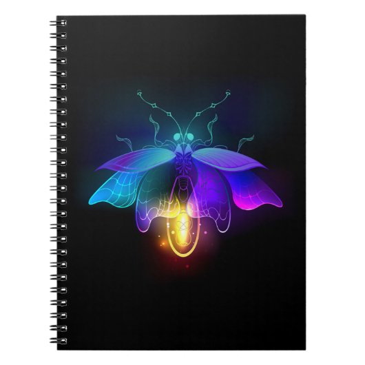 Neon Firefly auf schwarz Notizblock (Vorderseite)