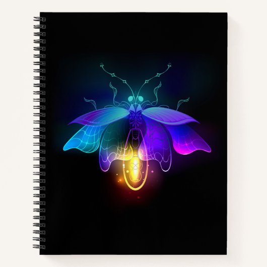 Neon Firefly auf schwarz Notizblock (Vorderseite)