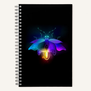 Neon Firefly auf schwarz Notizblock