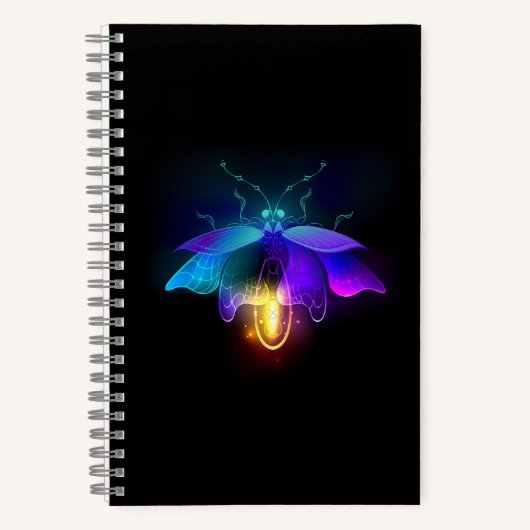 Neon Firefly auf schwarz Notizblock (Vorderseite)