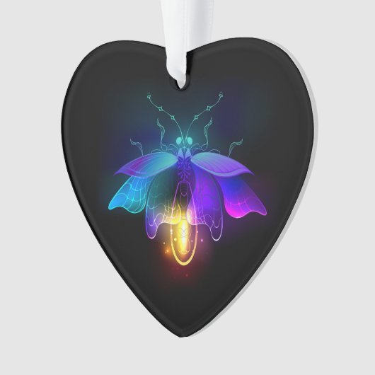 Neon Firefly auf schwarz Ornament (Vorderseite)