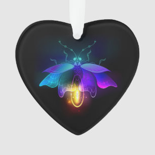Neon Firefly auf schwarz Ornament