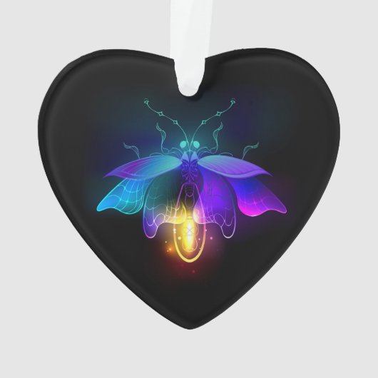 Neon Firefly auf schwarz Ornament (Rückseite)