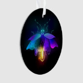 Neon Firefly auf schwarz Ornament (Vorderseite)