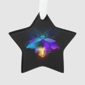 Neon Firefly auf schwarz Ornament (Rückseite)