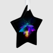 Neon Firefly auf schwarz Ornament (Vorderseite)