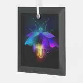 Neon Firefly auf schwarz Ornament Aus Glas (Vorderseite links)