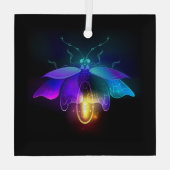 Neon Firefly auf schwarz Ornament Aus Glas (Rückseite)