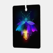 Neon Firefly auf schwarz Ornament Aus Metall (Vorderseite links)
