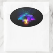 Neon Firefly auf schwarz Ovaler Aufkleber (Tasche)