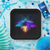 Neon Firefly auf schwarz Pappteller (Party)