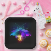 Neon Firefly auf schwarz Pappteller (Party)
