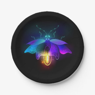 Neon Firefly auf schwarz Pappteller