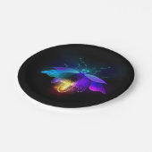 Neon Firefly auf schwarz Pappteller (Schrägansicht)