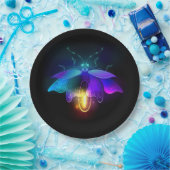 Neon Firefly auf schwarz Pappteller (Party)