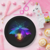 Neon Firefly auf schwarz Pappteller (Party)