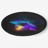 Neon Firefly auf schwarz Pappteller (Schrägansicht)