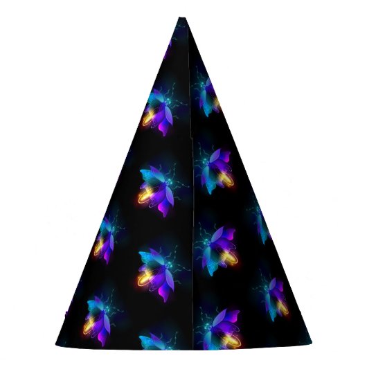 Neon Firefly auf schwarz Partyhütchen (Rückseite)