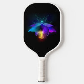 Neon Firefly auf schwarz Pickleball Schläger (Rückseite)
