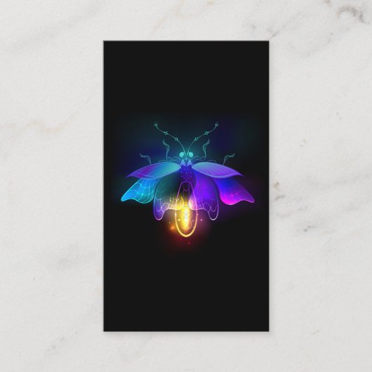 Neon Firefly auf schwarz Platzkarte (Vorderseite)