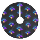 Neon Firefly auf schwarz Polyester Weihnachtsbaumdecke (Vorderseite)