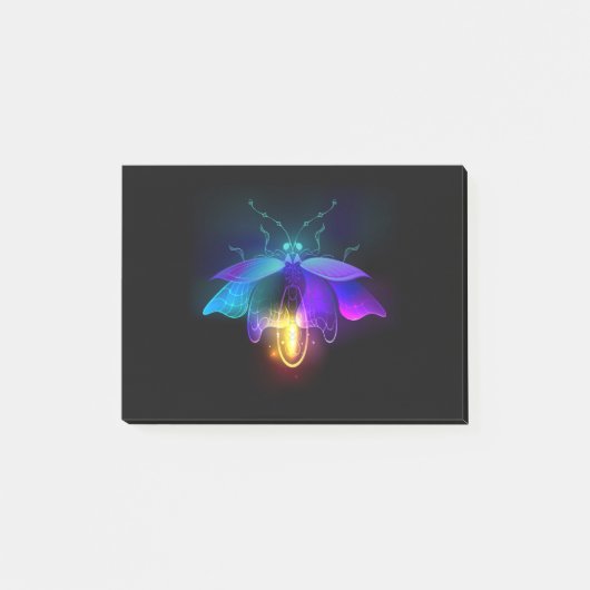 Neon Firefly auf schwarz Post-it Klebezettel (Vorderseite)