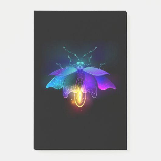 Neon Firefly auf schwarz Post-it Klebezettel (Vorderseite)