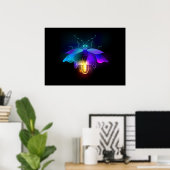 Neon Firefly auf schwarz Poster (Heimbüro)