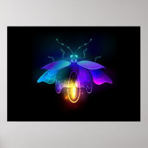 Neon Firefly auf schwarz Poster