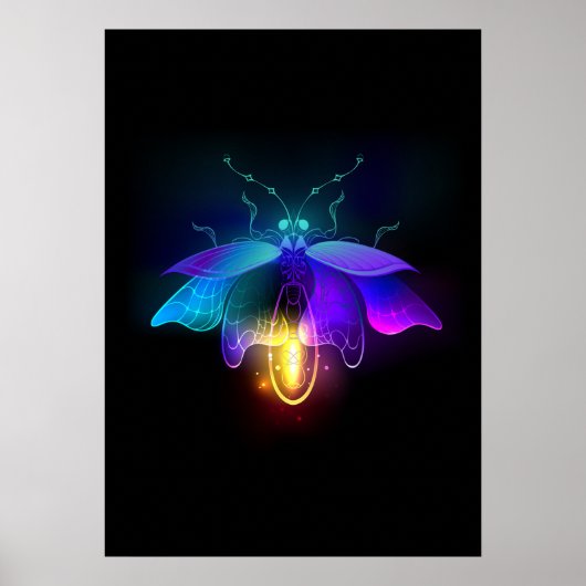 Neon Firefly auf schwarz Poster (Vorne)