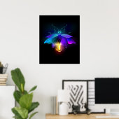 Neon Firefly auf schwarz Poster (Heimbüro)
