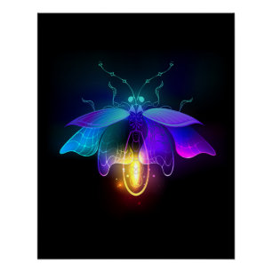 Neon Firefly auf schwarz Poster