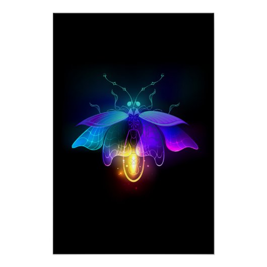 Neon Firefly auf schwarz Poster (Vorderseite)