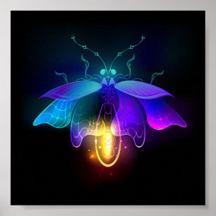 Neon Firefly auf schwarz Poster