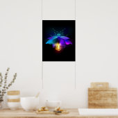 Neon Firefly auf schwarz Poster (Küche)