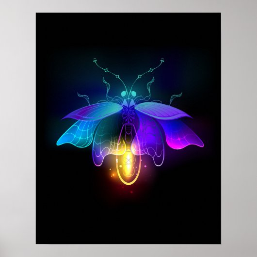 Neon Firefly auf schwarz Poster (Vorne)