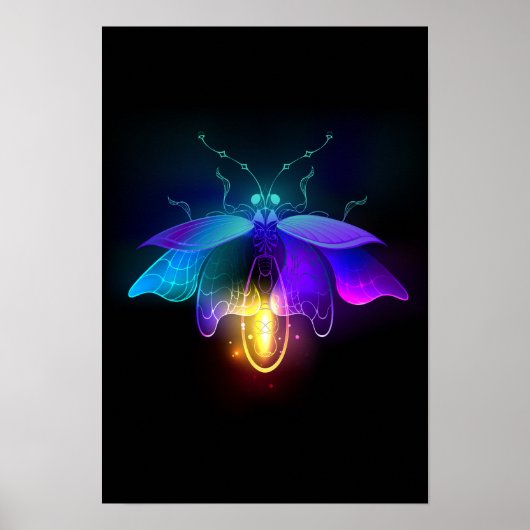 Neon Firefly auf schwarz Poster (Vorne)