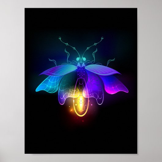 Neon Firefly auf schwarz Poster (Vorne)
