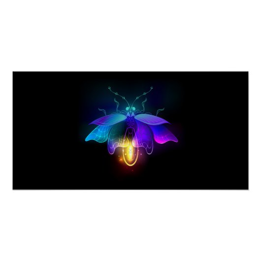Neon Firefly auf schwarz Poster (Vorderseite)