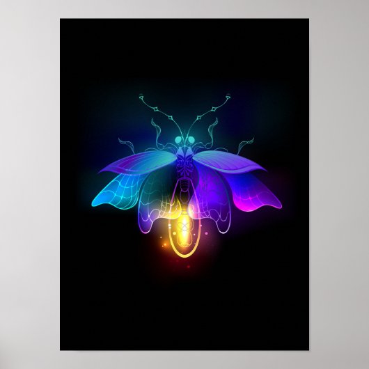 Neon Firefly auf schwarz Poster (Vorne)