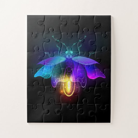 Neon Firefly auf schwarz Puzzle (Vertikal)