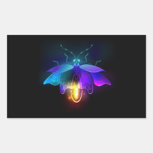 Neon Firefly auf schwarz Rechteckiger Aufkleber (Vorderseite)