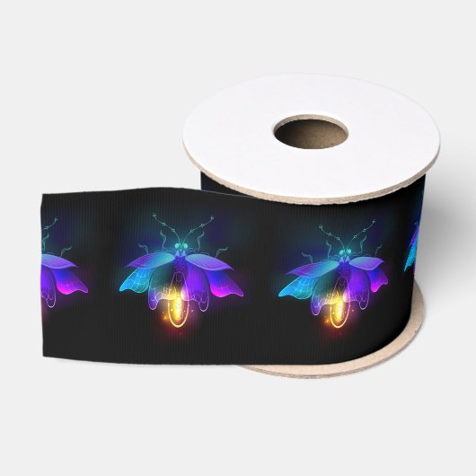 Neon Firefly auf schwarz Ripsband (Spule)