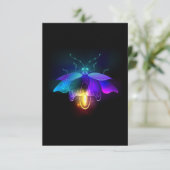Neon Firefly auf schwarz RSVP Karte (Stehend Vorderseite)
